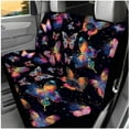 thumbnail image 3 of Pzuqiu Fashion Butterfly Automobile Interior Sets Car Front Rear Seat Cover Steering Wheel Seat Belt Headrest Center Console Cushion Pad Keychain Coaster 14 Pcs Full Set Covers Fit Most Vehicles, 3 of 7