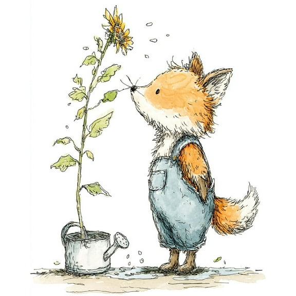 Paint by Numbers for Adults Kids Beginner Little Fox and Sunflower DIY Acrylic Painting by Numbers Kits with Brushes Acrylic Pigment Home Decoration Gifts 16 x 20 inch