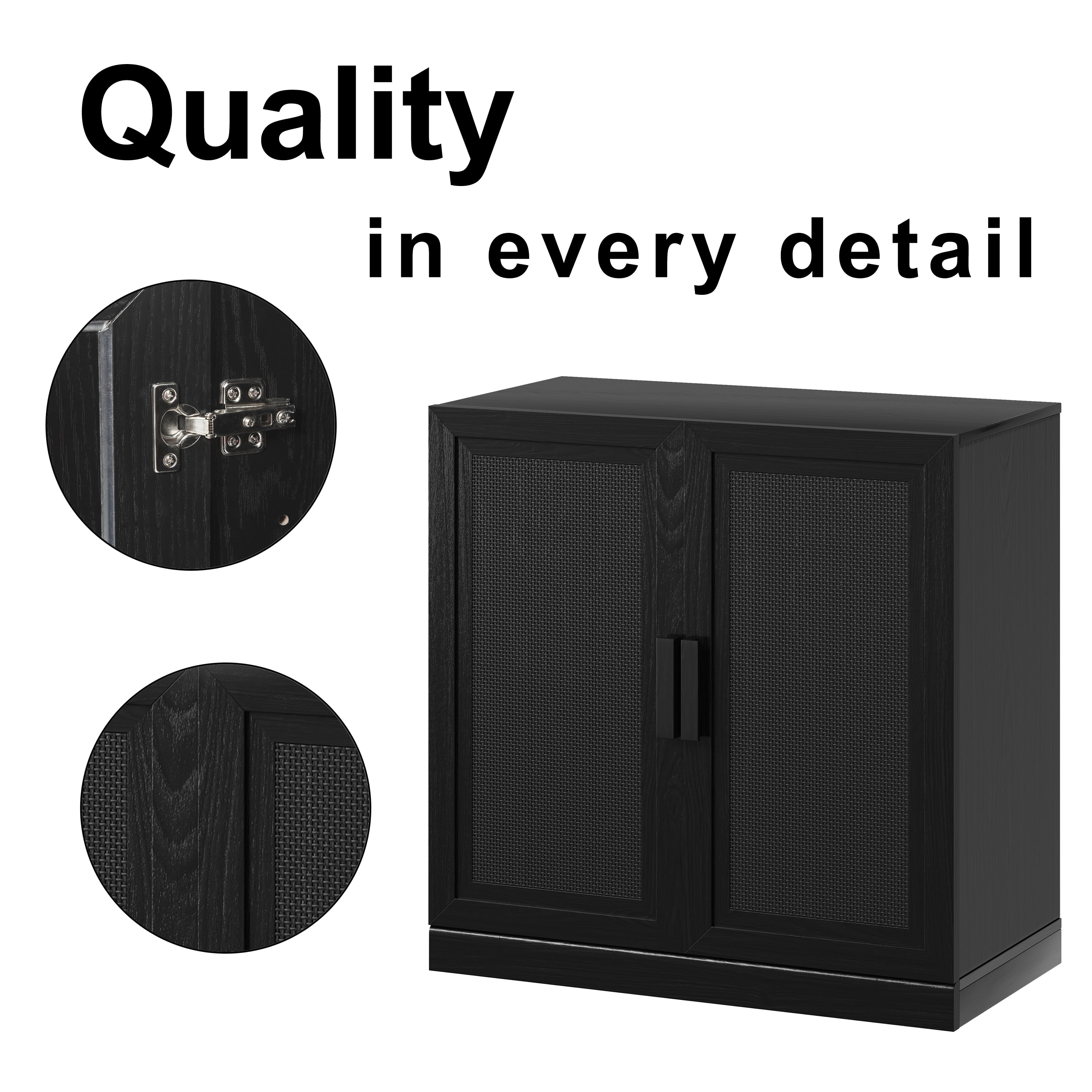 MAYEERTY Entryway Storage Cabinet Set of 2 Wood Accent Cabinet for Living Room,Black