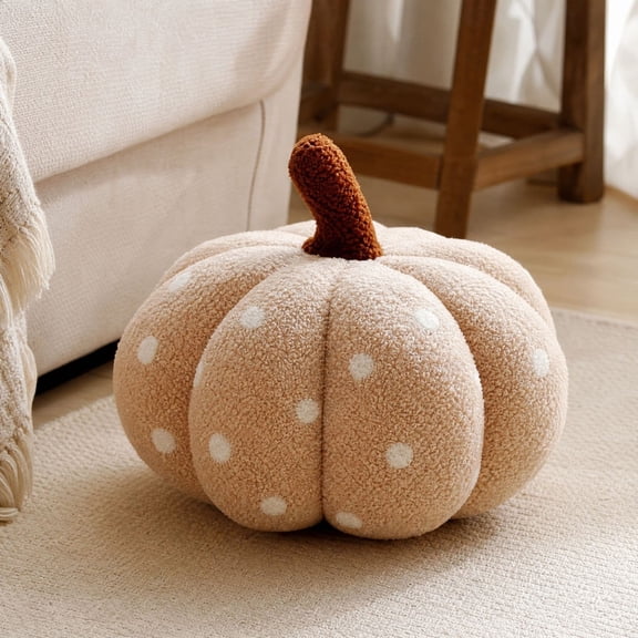Polka Dot Pumpkin Throw Pillow, Fall Decorative Cushion for Halloween and Thanksgiving, Soft Sofa Pillow for Living Room Bedroom Home Decor