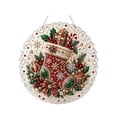 thumbnail image 7 of Christmas Pearl Diamond Art Ornament Kit, 8X8 in Circular Hanging Decor, Jingle Bell Christmas Hanging Decor with Red Green Crystal Accents, for Door Or Wall, Holiday Pearl, 7 of 7