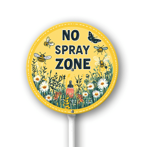 Eveokoki No Spray Zone Sign with Stake Metal Yard Sign Garden Aluminum Signs Outdoor for Lawn Yard Garden Decor, Easy to Install 9.2In x 9.2In