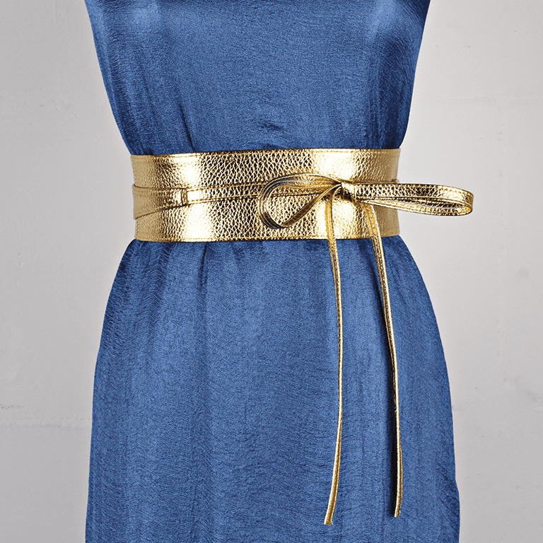 Women Obi Waist Belt Faux Leather Wide Wrap Around Bowknot  display picture 1