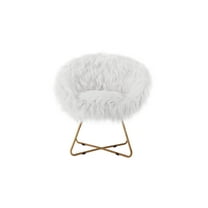 BirdRock Home White Faux Fur Papasan Chair with Pale Gold Legs
