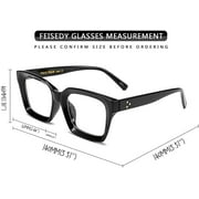 FEISEDY Classic Square Eyewear Non-prescription Thick Glasses Frame for Women B2461