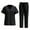 Black, variant on LYMAYTER Female Medical Uniform Suit for S-2XL Solid Color Nurse Uniform V-Neck Top and Pants Nurse Uniform Set