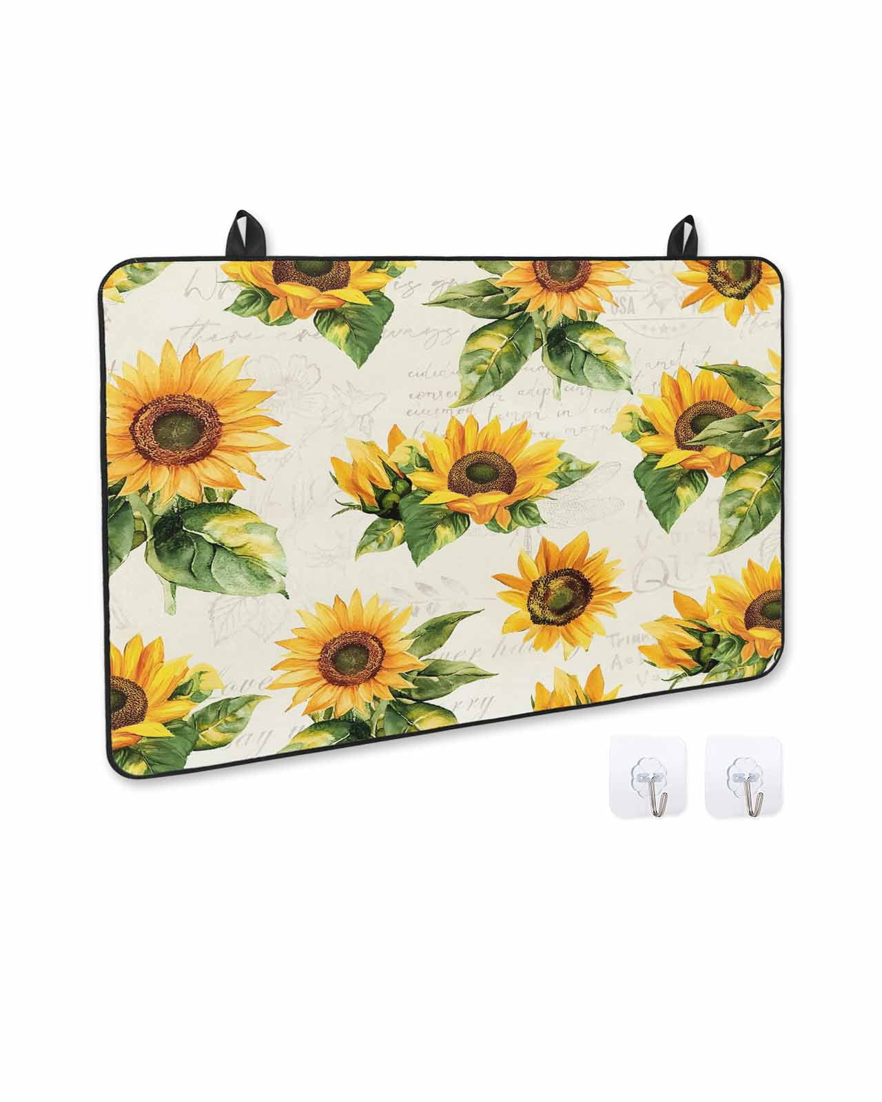 nqOlkjepod Large Induction Cooktop Protector Mat 36"x21", Sunflower Vintage Stove Top Covers for Electric Stove, Spring Summer Flowers Botanical Stove Burner Cover Mats, Glass Top Stove Cover