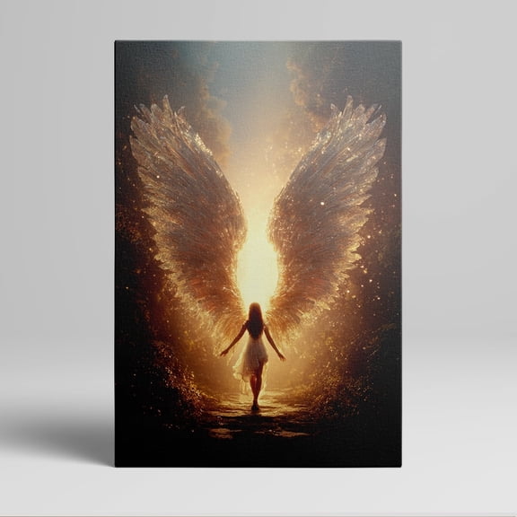 1pc Inspiring Angel - Woman with Glowing Crystal - like Wings Canvas Wall Art, framed Decor room hanging Wall Picture Decor for Home Gifts, living room, bathroom, bedroom, kitchen wall art decor