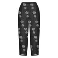 thumbnail image 3 of Print Pants for Women Casual Plus Size Elastic Waist Cropped Trousers with Pocket Flared Harem Hem Loose Bottoms, Black, M, 3 of 5