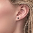 thumbnail image 3 of Gem Stone King Platinum Black Diamond Stud Earrings for Women Men (0.54 Cttw, Gemstone April Birthstone, Round 4MM), 3 of 6