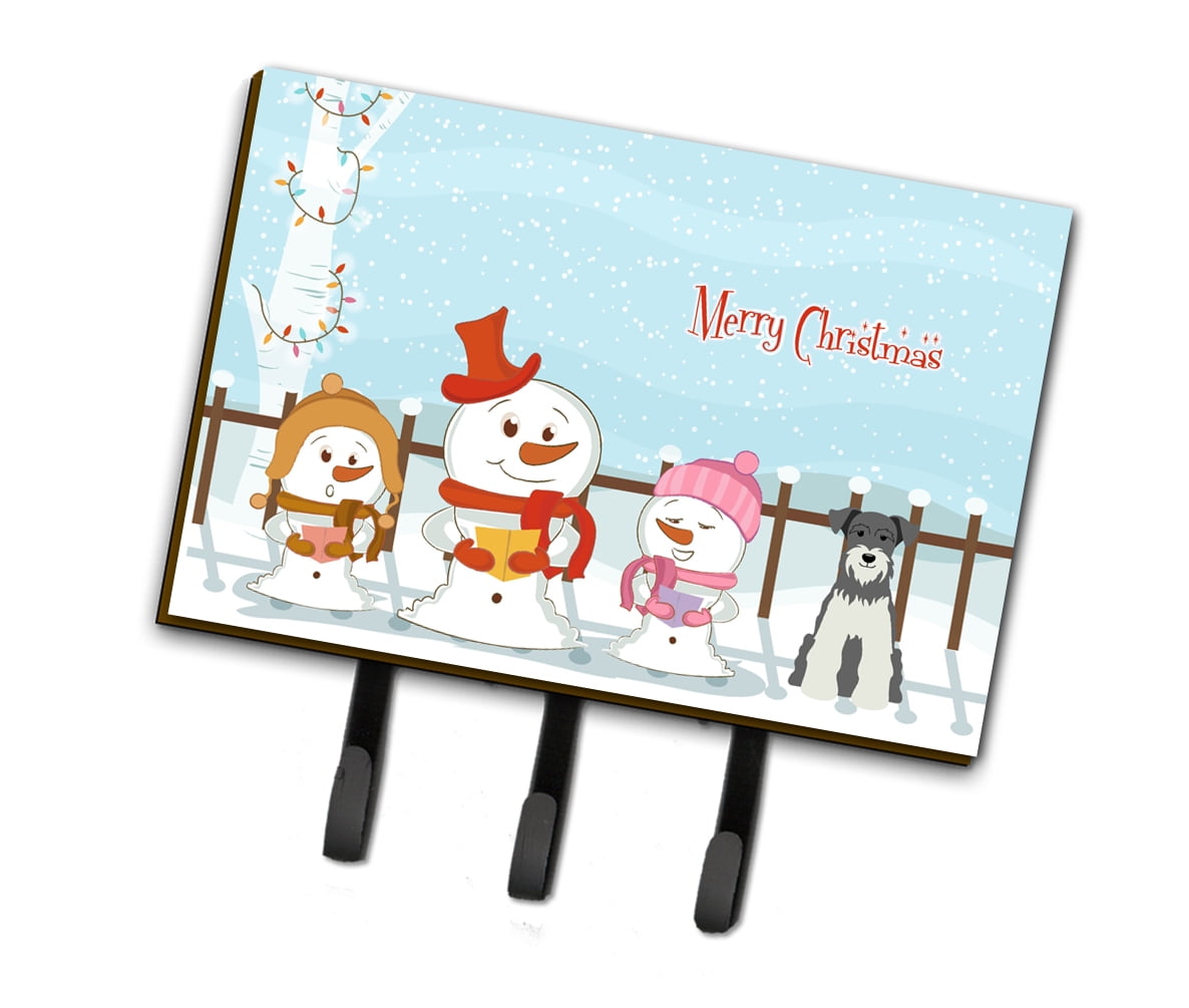 Carolines Treasures Merry Christmas Carolers Miniature Schanuzer Salt and Pepper Leash or Key Holder BB2385TH68 Triple,