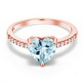 thumbnail image 2 of Gem Stone King 2.02 Ct Heart Shape Sky Blue Topaz 18K Rose Gold Plated Silver Ring, 2 of 5
