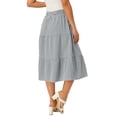 thumbnail image 3 of INSPIRE CHIC Women's Gingham Skirt Summer Casual Drawstring Waist Tiered Plaid A-Line Midi Skirts Black S, 3 of 6