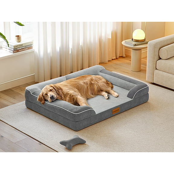 Bestco XL Orthopedic Dog Bed 42" Waterproof Dog Sofa Bed with Removable Washable Cover Dark Gray