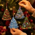 thumbnail image 4 of Christmas Halloween DIY Rhinestone Diamond Painting Ornament Set, 4‑Pack Hanging Art Decor for Tree Window, Sparkling Beginner Friendly Holiday Craft Kit (Christmas tree), 4 of 6