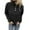 Black, variant on Women's Stand Up Collar Quarter Button Sweater, Solid Color Loose Fit Pullover, Casual Long Sleeve Top, Everyday Wear, Fall Winter Sweater, Button Detail Sweater Black XXL