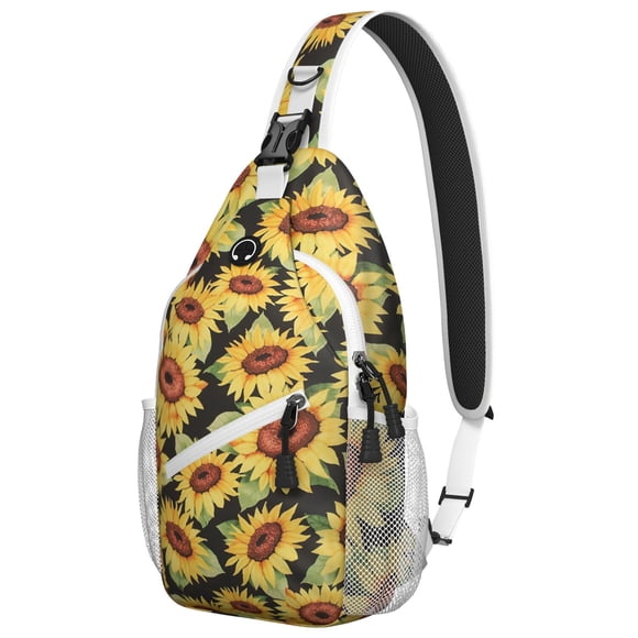 Sac à Dos à Bandoulière Floral Tournesol pour Femmes, Sac à Bandoulière Boho Jaune avec Motif Vintage, Sac de Jour Rustique de Ferme