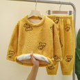 thumbnail image 2 of Taybagh Girls Outfits Size 6 Cute Plush Baby Clothes for Girls Warm Long Shirt Long Pants Casual Home Wear Yellow 3-4 Years, 2 of 6
