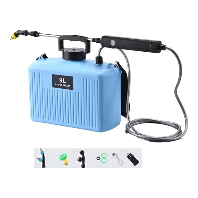Pulverizador eléctrico para plantas de 9 litros con correa para el hombro y carga USB Interruptor azul de 2 velocidades