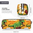 thumbnail image 3 of Cauagu Cool Dinosaur Playing Guitar Print Leather Pencil Pen Case - Stationery Bag Portable Stationery Bag Big Capacity Pencil Pouch Cosmetic Organizer Bag for Men & Women, 3 of 7
