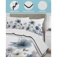 thumbnail image 4 of Quilts Twin Size Bedding Set, Blue Grey Flowers Lightweight Quilted Comforter, Spring Watercolor Blooms Floral Plant Soft Reversible Bedspread Coverlet with Pillow Covers for All Season, 68" x 86", 4 of 7