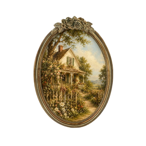 5x7 Vintage Oval Picture Frame, Antique Photo Frame with Glass Front, Tabletop or Wall Display, Elegant Home Decor Gift, Bronze Rose