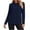 Dark Blue, variant on Women's Crew Neck Long Sleeve T-Shirt Ghalytn Curved High-Low Hem Relaxed Fit Stretch Casual Basic Top