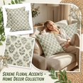 thumbnail image 4 of 18x18 Linen Pillow Covers - Decorative Floral Block Print Throw Cushion Cases for Couch Sofa Accent Home Decor, 1Pc, 4 of 5