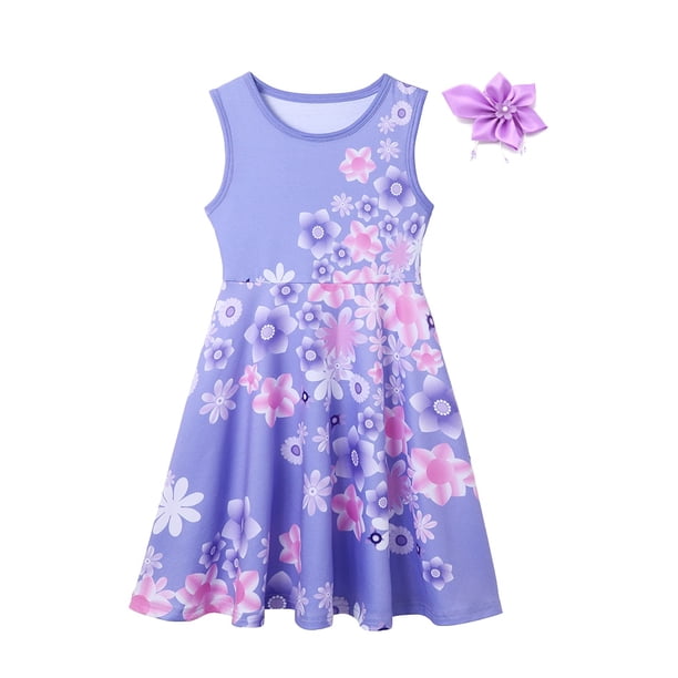 2023 verano bebé niñas Elsa Anna vestido sirena dibujos animados princesa tema vestidos casuales para 2-10 años niños fiesta vacaciones ropa 110(4T) Gao Jinjia LED