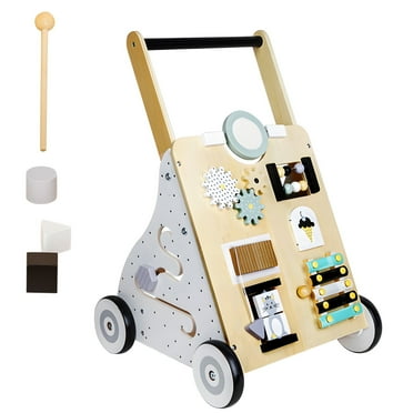 Wooden Baby Push Walker 9-in-1 Learning Activity Center - Motor Skill Development & Percussion with Wheels for Toddlers, Ages 1 and up