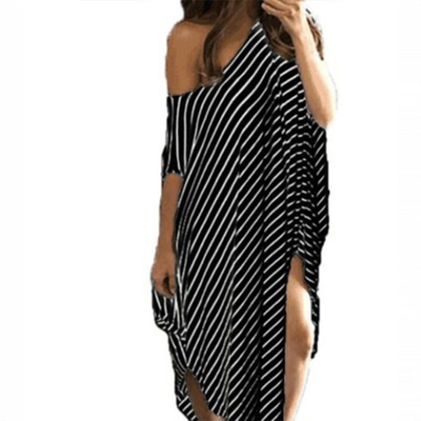 Women Maxi Dress Striped Long Dresses 