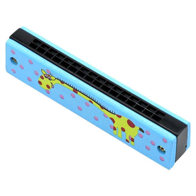 Colorful Wooden Harmonica for Kids, 16 Hole Musical Instrument with Cute Bee and Flower Design, Perfect Gift for Beginners