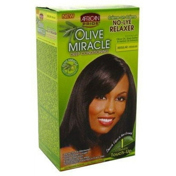 African Pride Olive Miracle Deep Conditioning No-Lye Relaxer, Regular Kit, 1 Ct