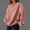 thumbnail image 2 of Womens Long Sleeve Tops Women's Solid Sweatshirt Women Fashion Solid Casual Loose Hoodie Neck Long Sleeve Sport Hoodie, 2 of 8
