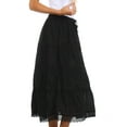 thumbnail image 3 of Sakkas Solid Embroidered Crochet Lace Trim Gypsy Bohemian Mid Length Cotton Skirt - Black - One Size, 3 of 6