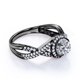 thumbnail image 4 of JeenMata Anillo de Bodas de Moissanita de Corte Redondo de 1 Quilate en Oro Negro de 18 K sobre Plata, 4 of 5