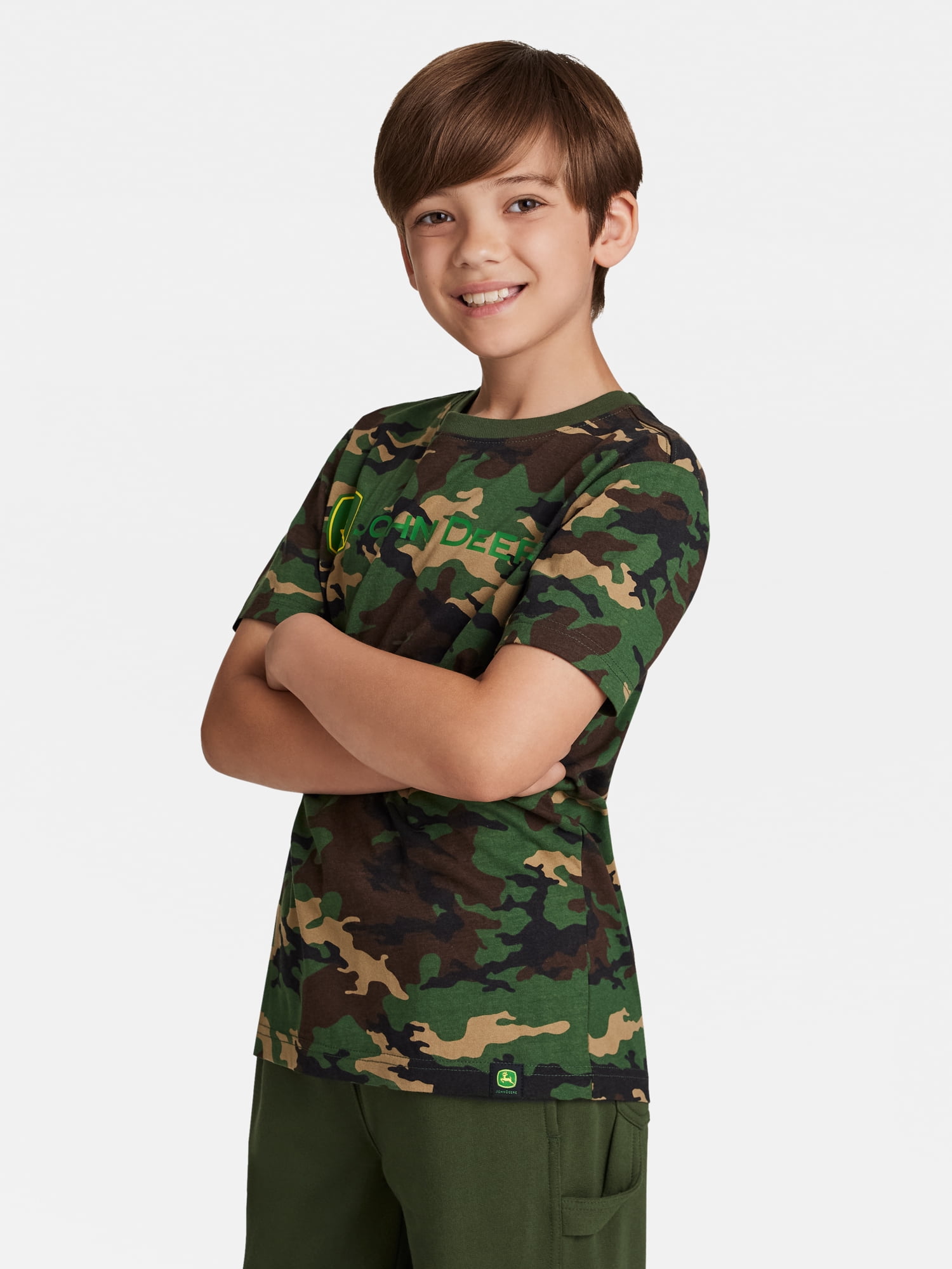 John Deere Boy's Short Sleeve Camo Graphic Crewneck T-Shirt, Sizes 4 - 18