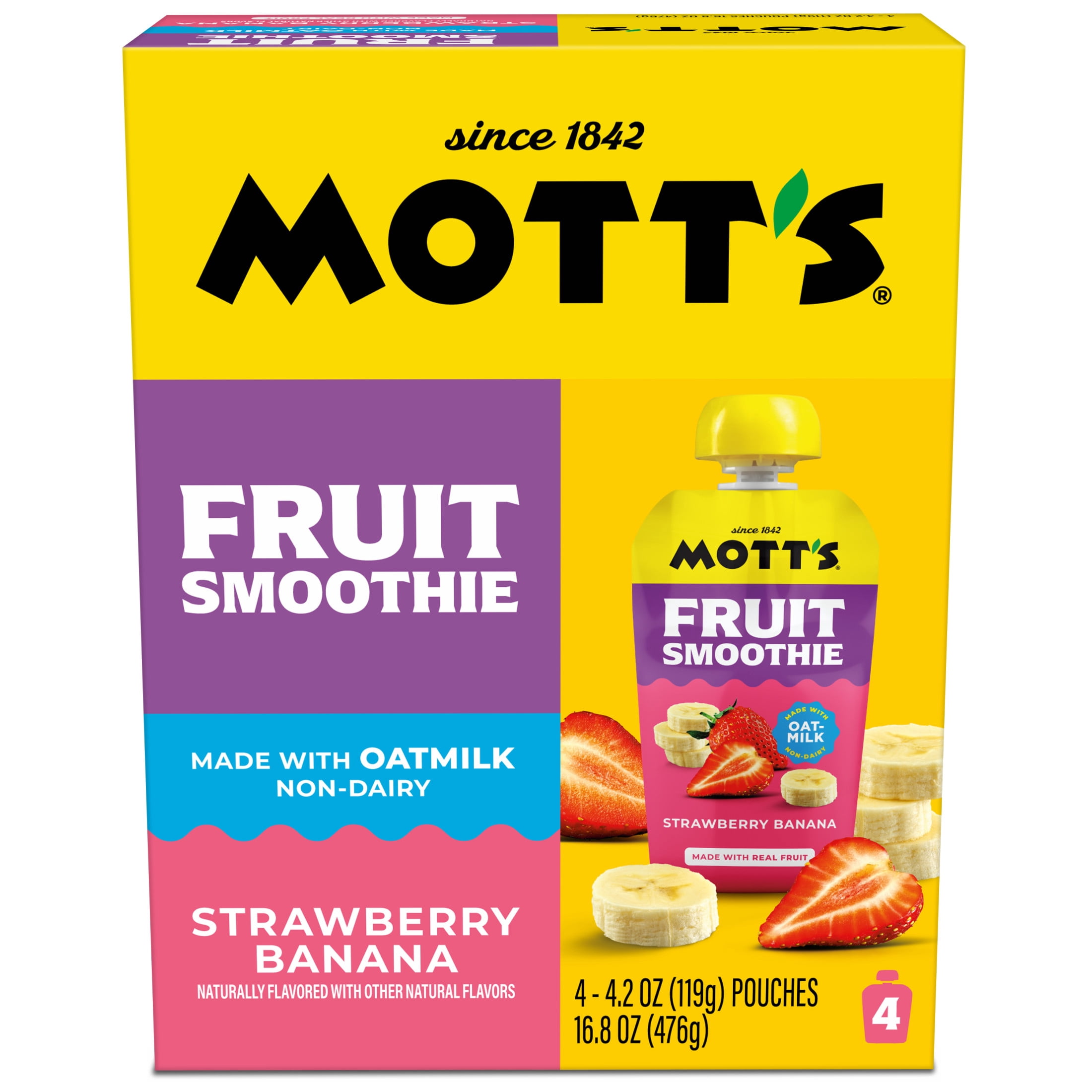 Mott’s Fruit Smoothie Strawberry Banana, 4.2 oz, 4 Pack Pouches