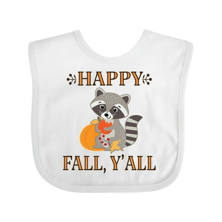 

Inktastic Happy Fall Y All Thanksgiving Raccoon Gift Baby Boy or Baby Girl Bib