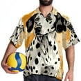 thumbnail image 4 of Spotted Dog Men's Short Sleeve Button Down Poplin Hawaiian Shirt for Summer Beach, Casual Printed Unisex Style, 4 of 6