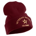 thumbnail image 4 of Star US Army Veteran Retired Logo Embroidered 12 Inch Long Knitted Beanie - Maroon OSFM, 4 of 5
