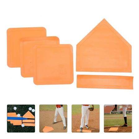 OFFIGAM Rubber Baseball Base Set Orange - Training Bases for School, Youth, and Adult Baseball Practice