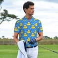 thumbnail image 3 of Picia Cute Yellow Rubber Ducks Print Men's Polo Shirt, Two-Button Closure Pique Polo Shirt, Summer Fashion Golf Shirt-Small, 3 of 6