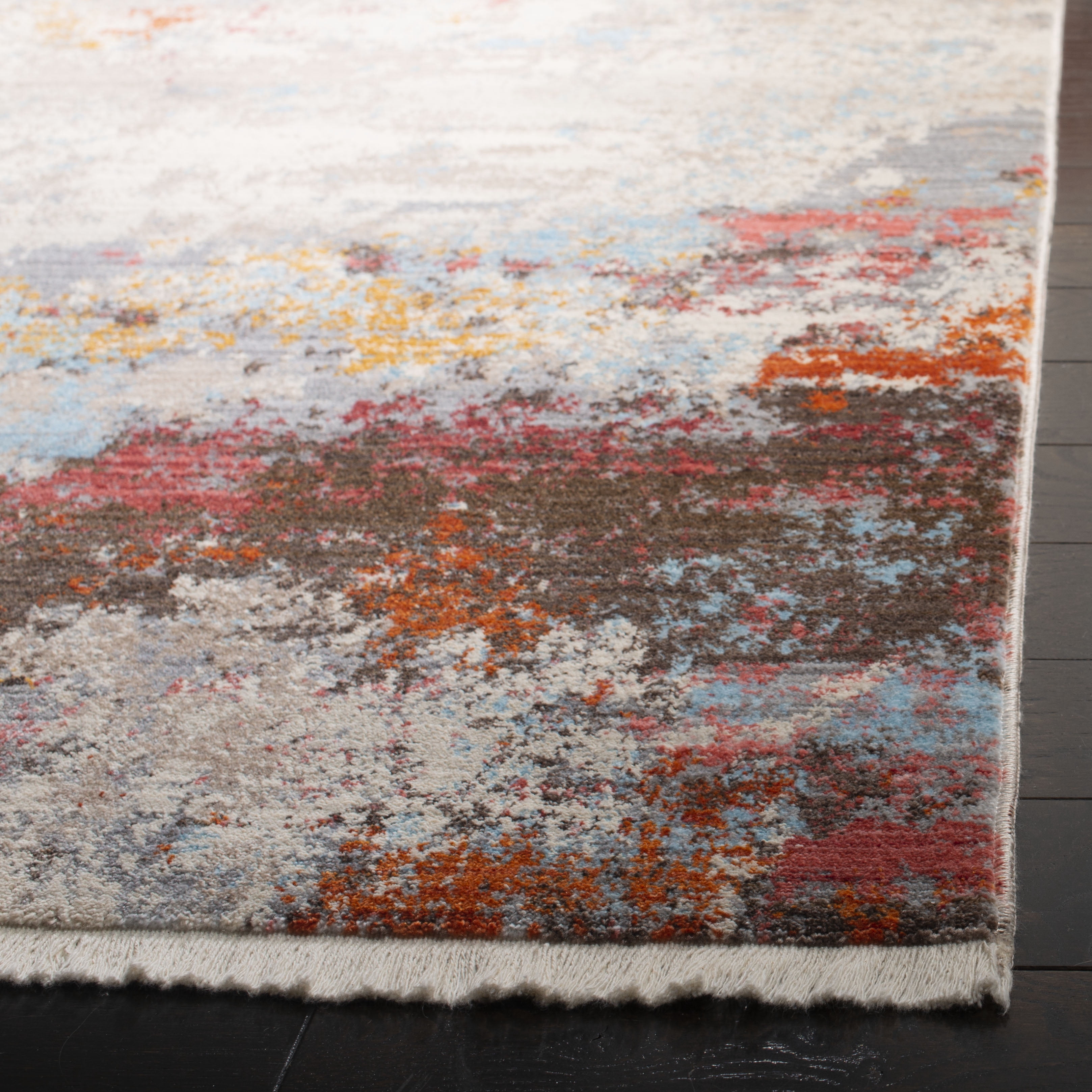 SAFAVIEH Vintage Persian Randa Abstract Polyester Area Rug, Grey/Multi, 5' x 7'6"