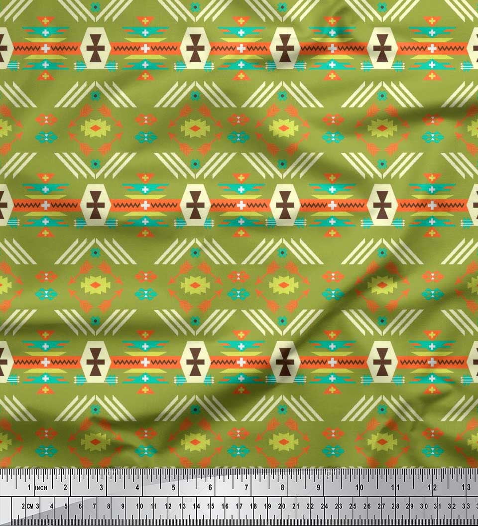 Soimoi Rayon Fabric Geometric Southwestern Printed Fabric 1 Yard 56 Inch Wide