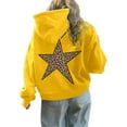 thumbnail image 2 of FASHOFT Womens Cheetah Leopard Star Hoodies Graphic Print Y2k Oversized Hooded Sweatshirt Pullover Tops Yellow XXXXXL, 2 of 5