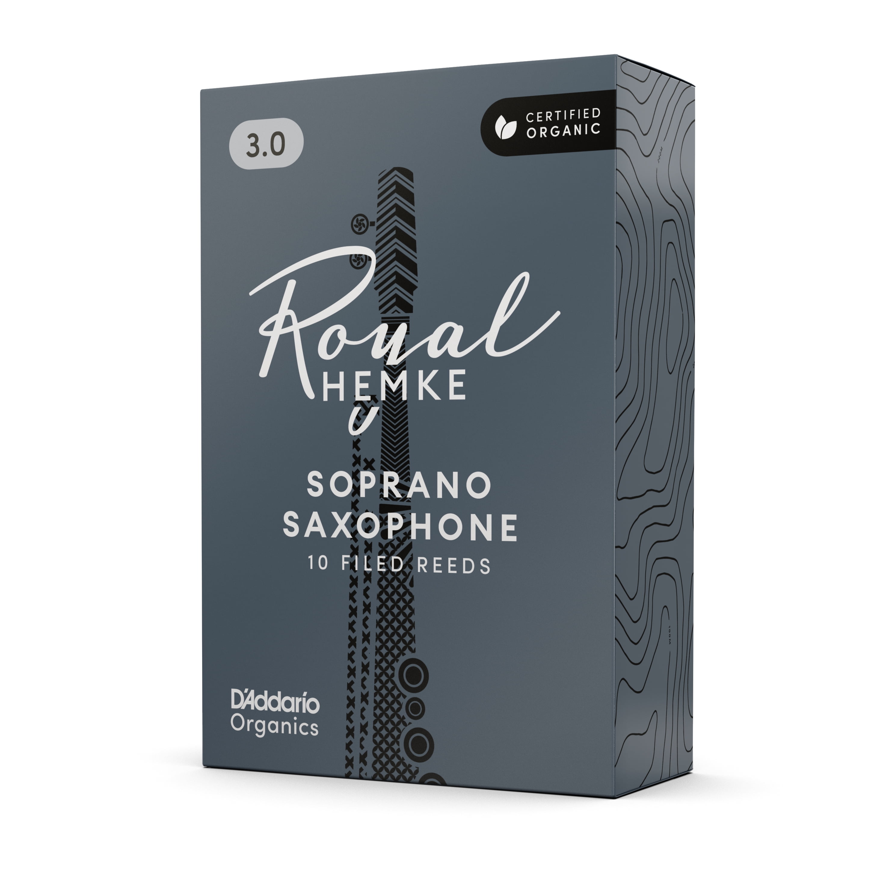 Royal Hemke Organic Soprano Saxophone Reeds, Strength 3.0, 10-pack