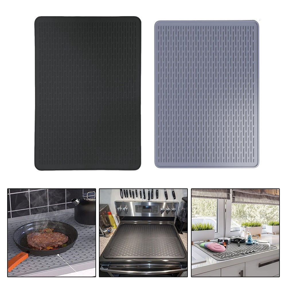 CHENGSI for Silicone Stove Top Protective Mat Cover for Electric Stove 71x50cm Wide Stripe Design Spill-Proof Counter Protector Expands Workspace Kitchen Accessory