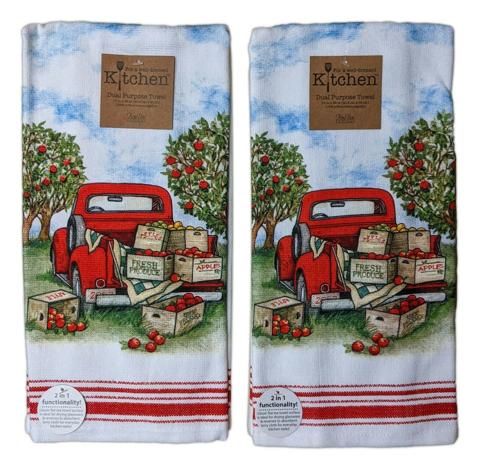 Ill Be Home For Christmas Holiday Red Truck Decor Hanging Kitchen Dish Towel 