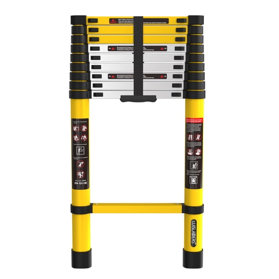 Telescoping Ladder, 12.5ft Aluminum Extension Folding Telescopic Ladder Lightweight 330lbs Max Capacity, Multi Purpose RV Ladder for Outdoor Work